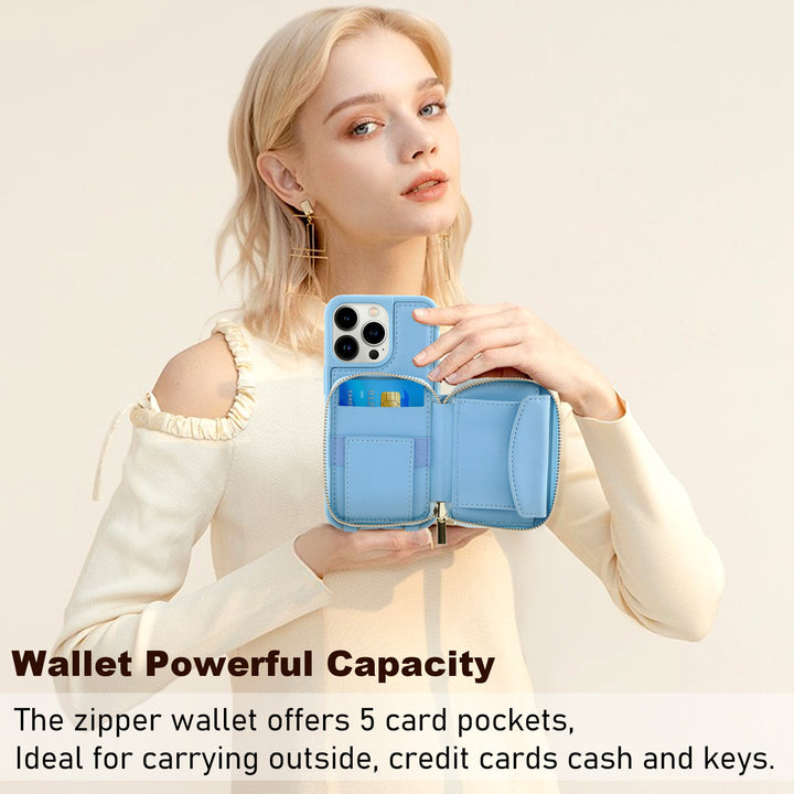 Carcasă telefonică iPhone14Pro Crossbody Zipper Tipul portofelului cu card multifuncțional Tipul aplicabil din piele de protecție aplicabilă