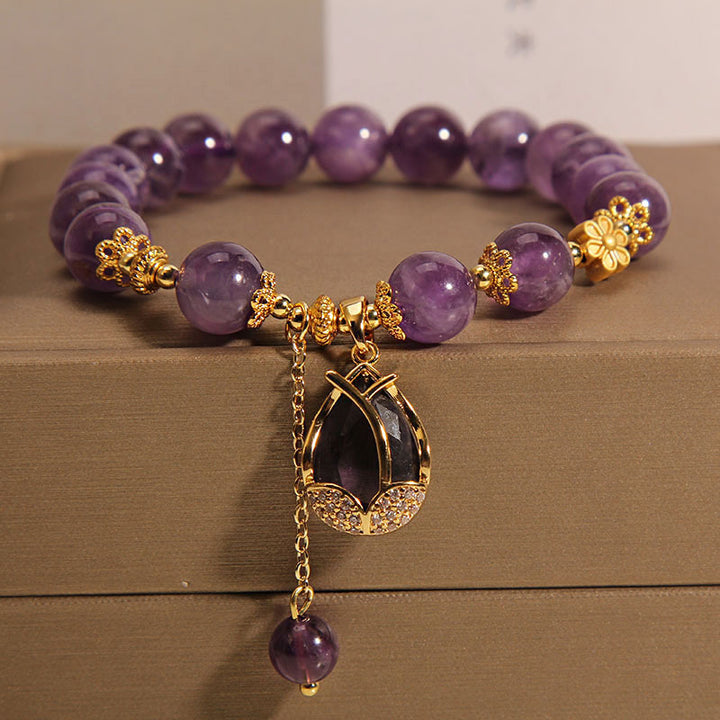 Purple Crystal Bracelet Female Summer Ins Special Interest Light Luxury Retro