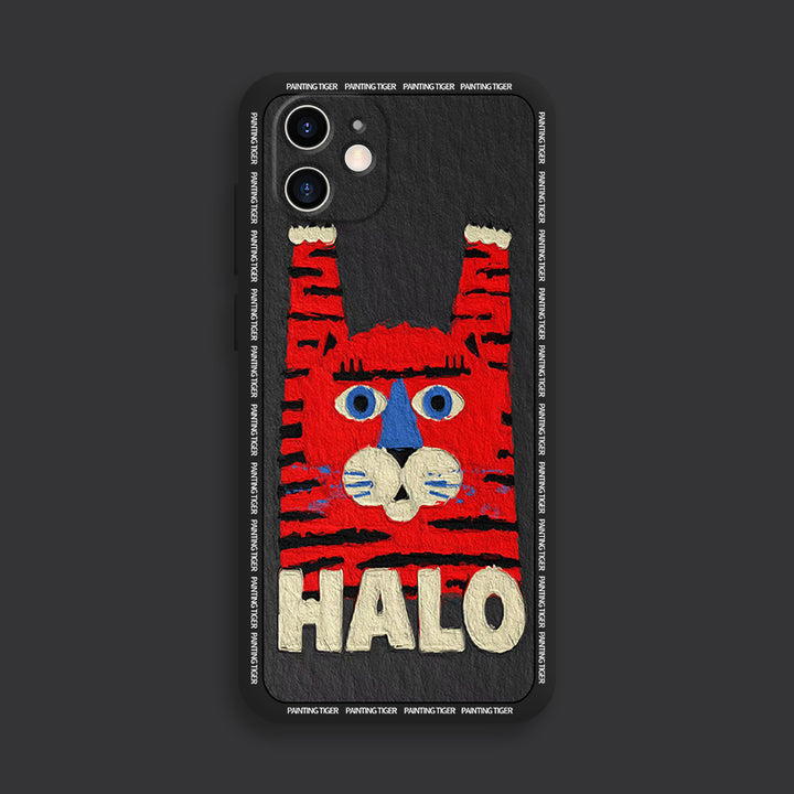 Liquid Silicone Personality Creative Couple Hello Tiger Mobile Phone Case