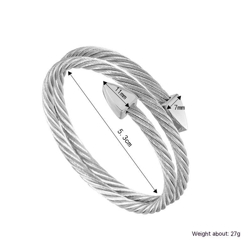 Steel Wire Bracelet Men's Hip Hop Punk Open Elastic Ornament Fashion