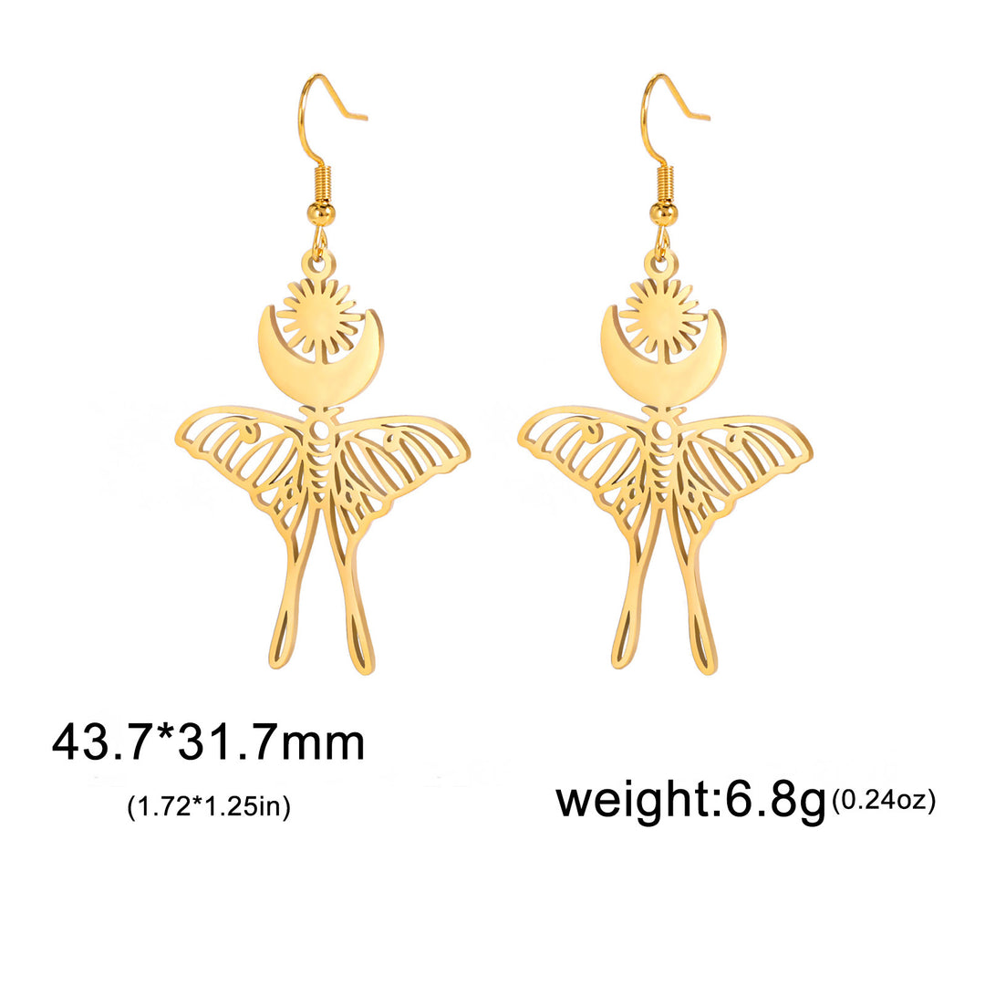 Moon Sun Butterfly Pendant Earrings For Women