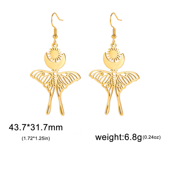 Moon Sun Butterfly Pendant Earrings For Women