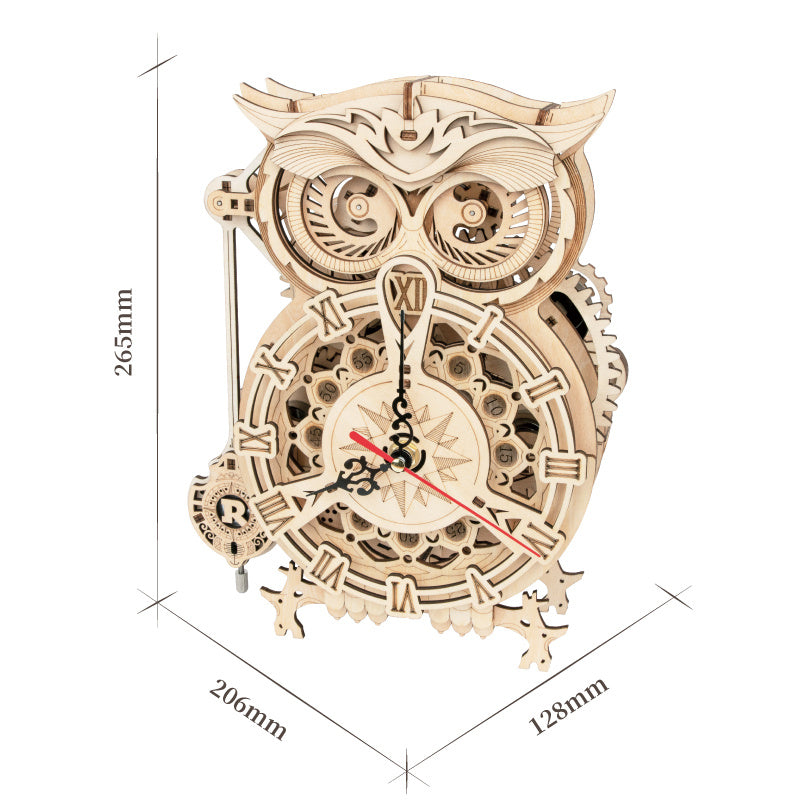 Robotime ROKR Creative DIY Toys 3d Owl Owl Clock Build Block Block For Children Cadouri de Crăciun Decorare pentru casă LK503