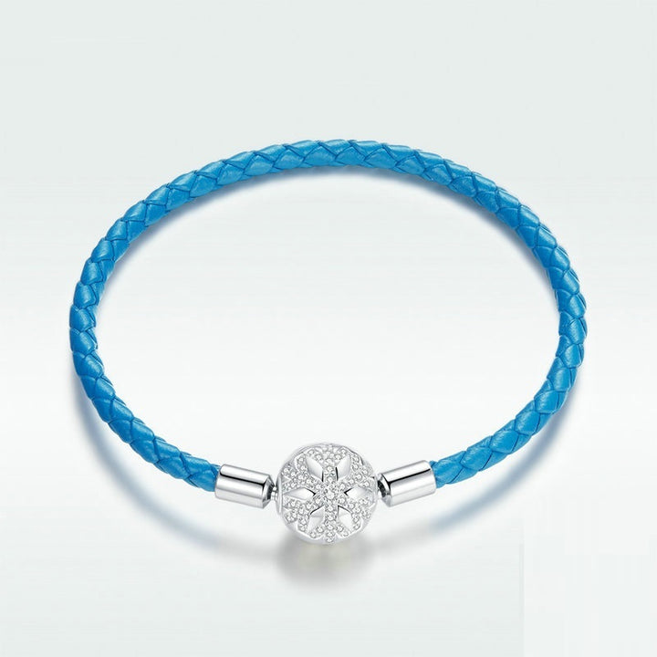 925 Silver Braided Blue Leather Rope Basic Single Chain