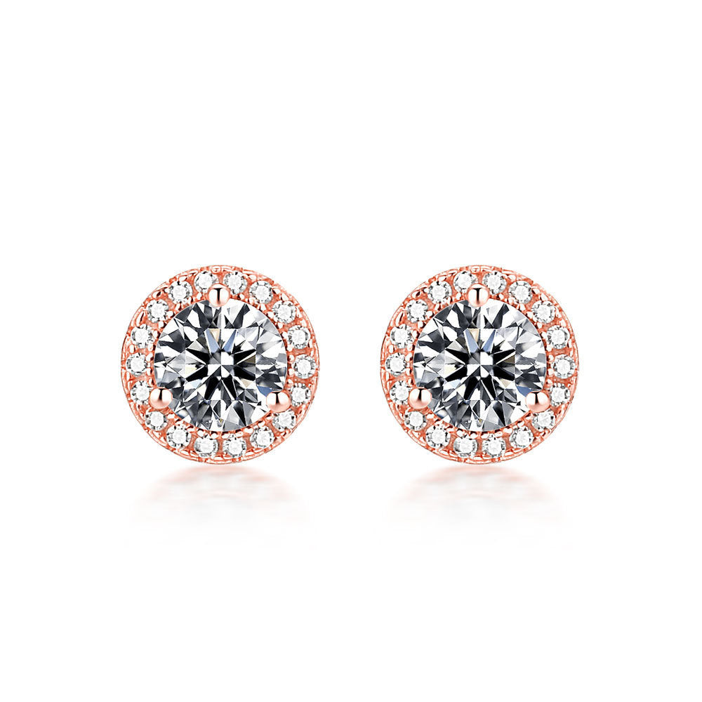 Women's Crown Heart-shaped Zircon 925 Sterling Silver Stud Earrings