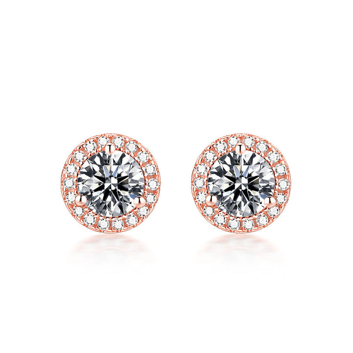 Women's Crown Heart-shaped Zircon 925 Sterling Silver Stud Earrings