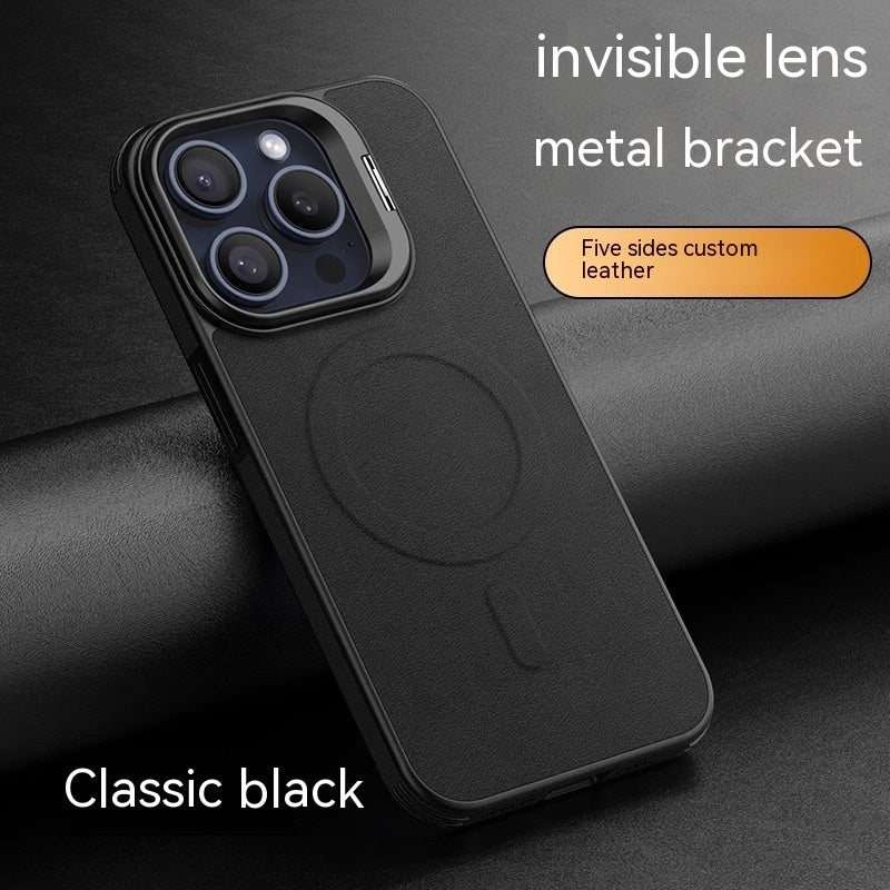 Leather Invisible Bracket Phone Case Magnetic All-inclusive Drop-resistant