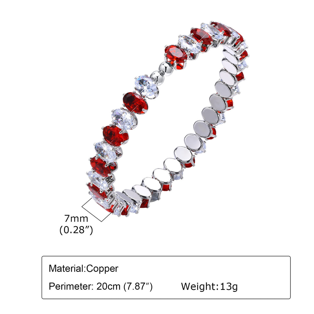 Fashion Women's Colorful Oval Zircon Bracelet