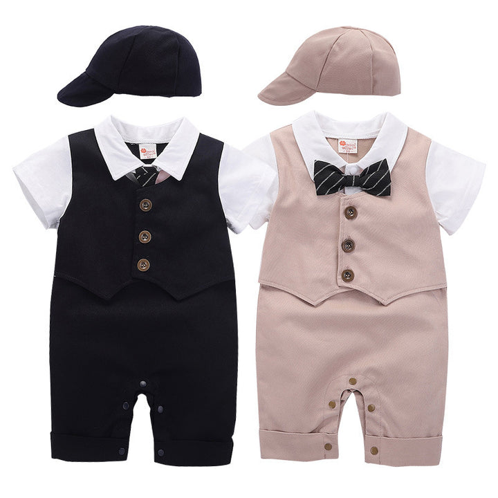 Fashion Baby Clothing Summer Short Sleeve Gentleman Jumpsuit Romper