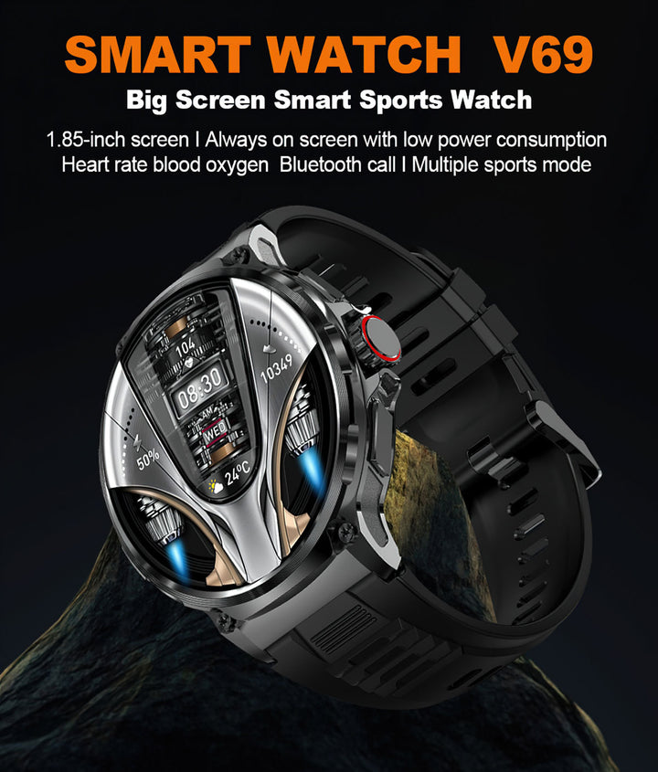 HD cu ecran mare Smart Watch Bluetooth Calling Rea cardiacă Monitorizarea oxigenului de sânge cardiac