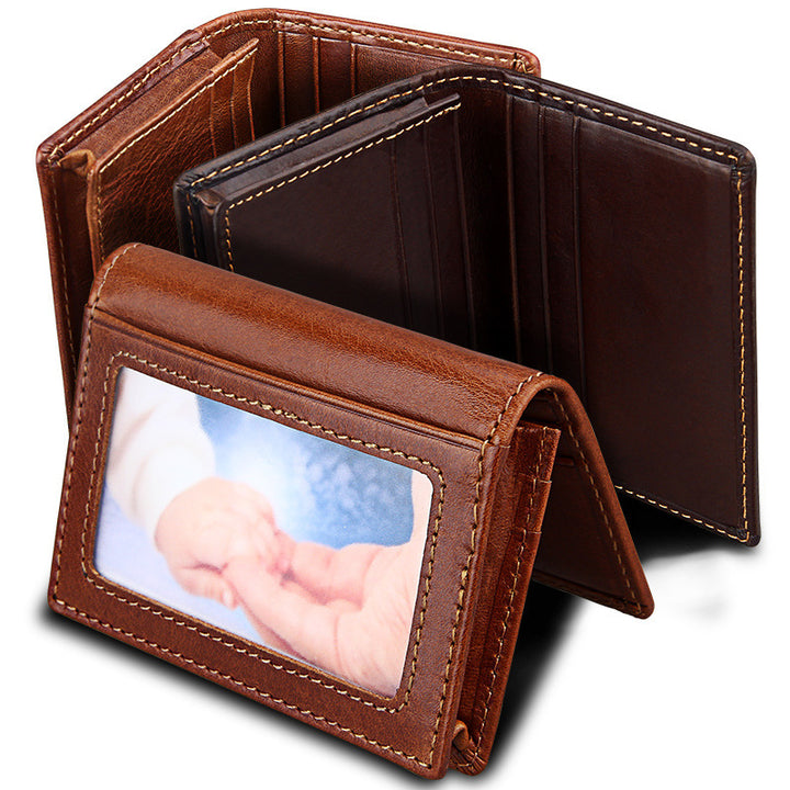 Leather Anti-magnetic RFID Anti-theft Swiping Change Document Package Card Holder