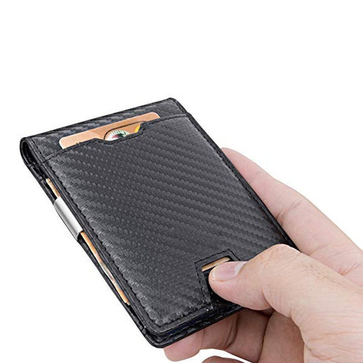 Men's Card Holder Fiber Leather Money Clip Wallet