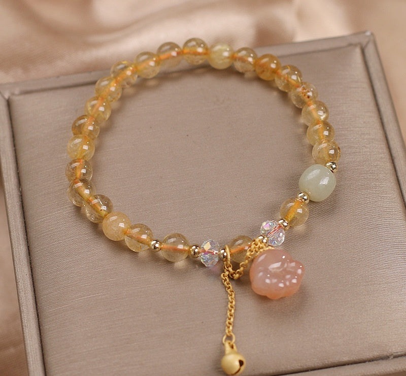 Natural Gold Rutilated Quartz Bracelet Women's National Fashion