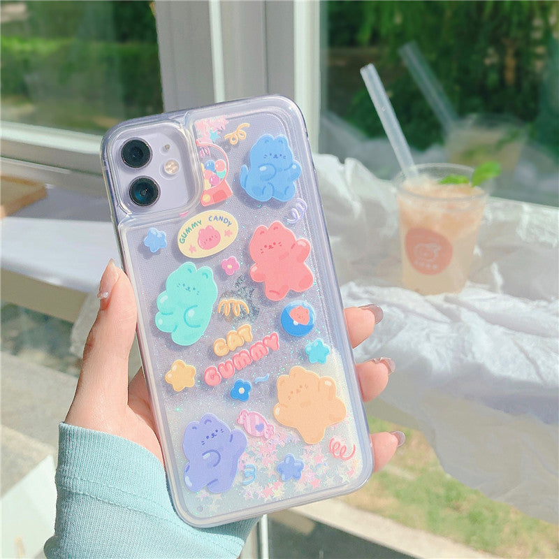 Cute Candy Cat Quicksand Phone Case