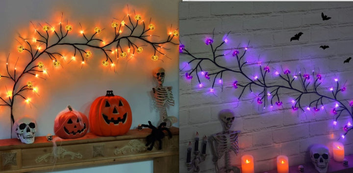 Halloween LED Willow Vine String Light Cool Cartoon Bat Decor de dovleac pentru petreceri în interior în aer liber decor