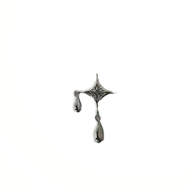 Silver Needle Star River Evening Stud Earrings Women's Three-dimensional Water Drop