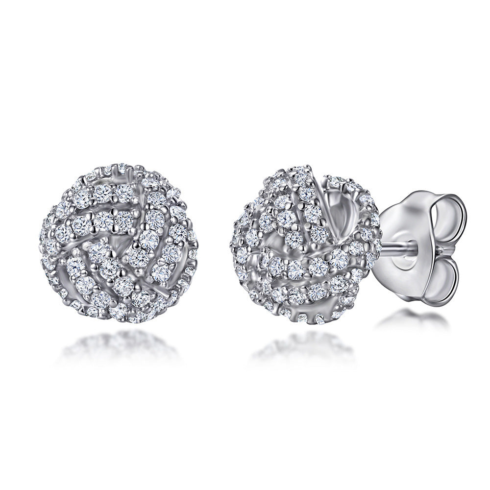 Women's Crown Heart-shaped Zircon 925 Sterling Silver Stud Earrings