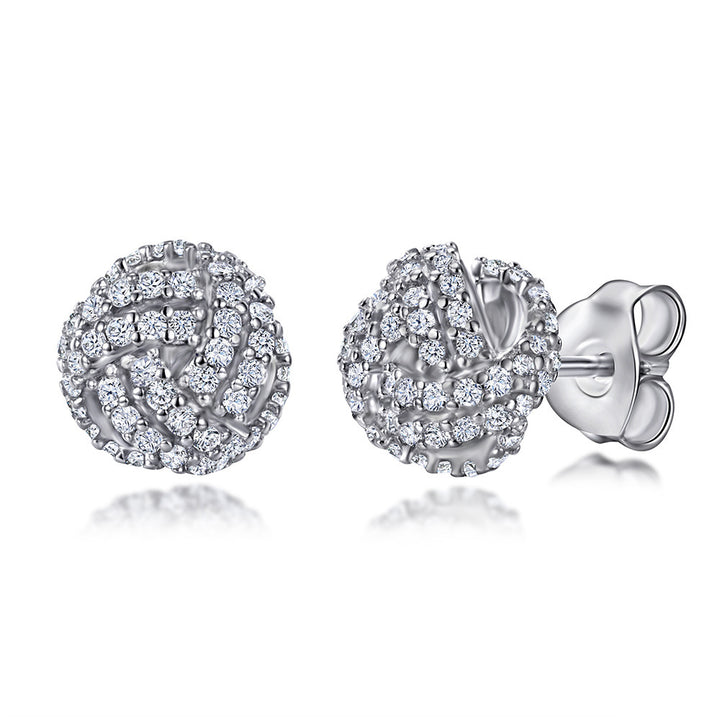 Women's Crown Heart-shaped Zircon 925 Sterling Silver Stud Earrings