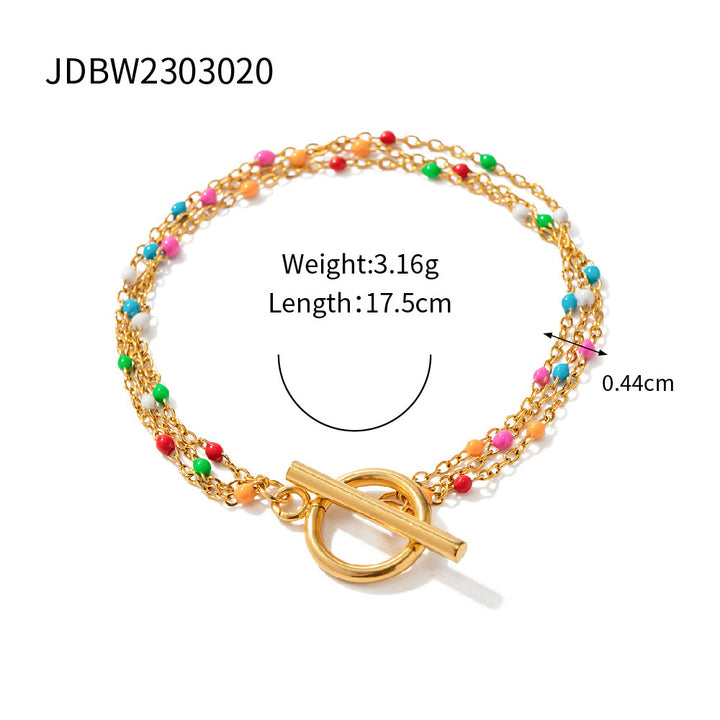 All-match Oil Dripping Color Bean Chain Titanium Steel Bracelet Necklace