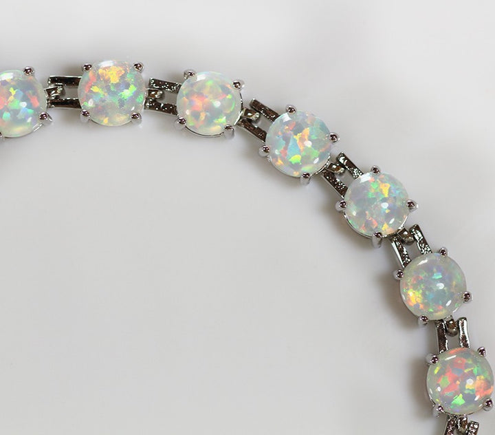 Silver Plated Oval Opal Bracelet Women's Jewelry