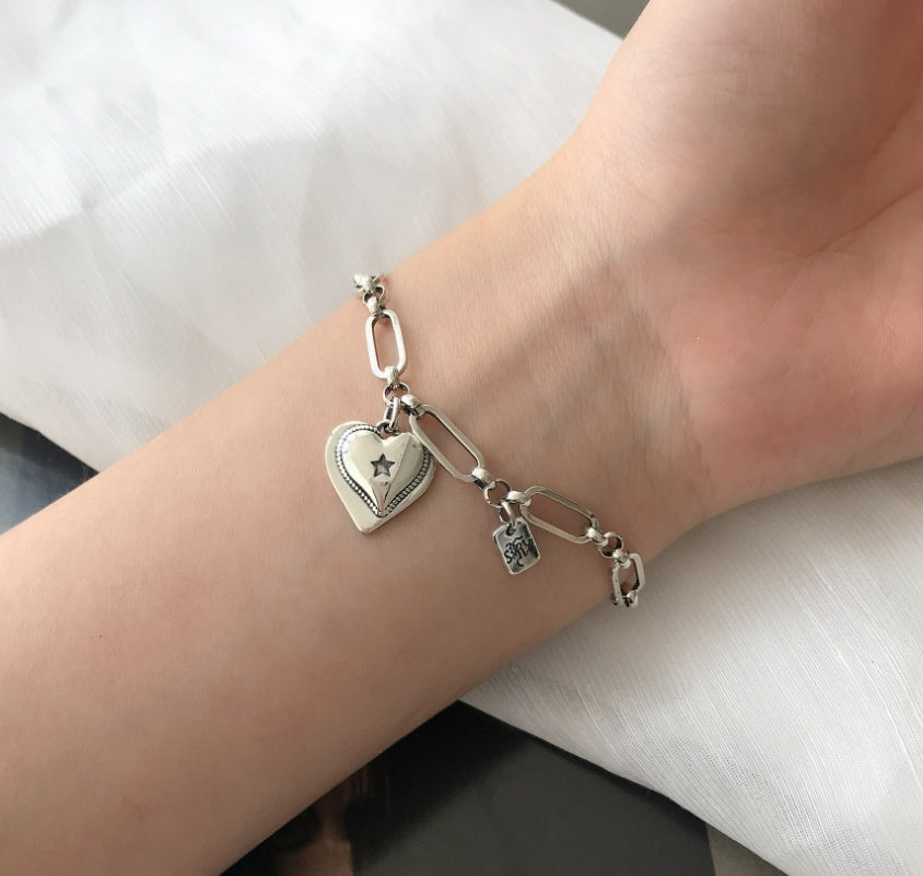 925 Loving Heart In Sterling Silver Bracelet For Women