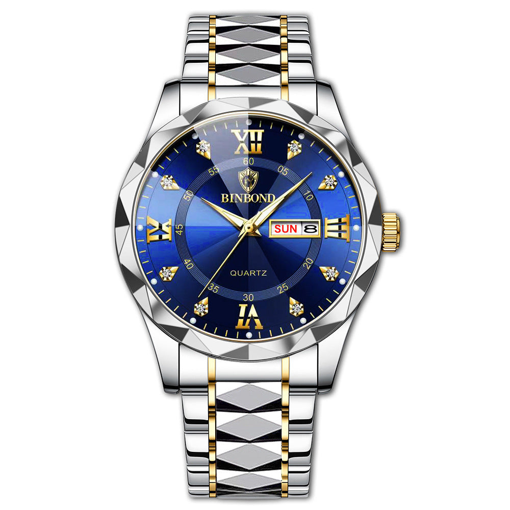 Waterproof Luminous Dual Calendar Watch Men's