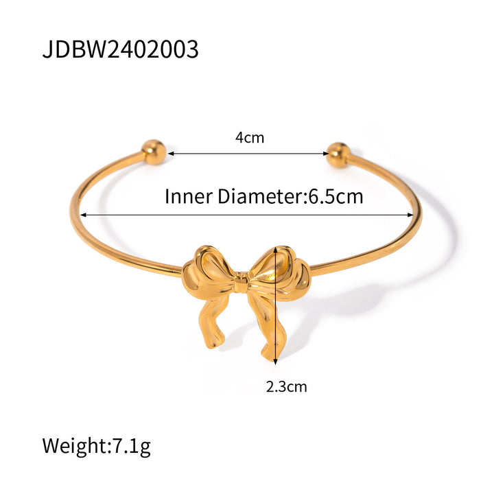 European And American INS Style Popular Personalized All-Match 18K Gold Stainless Steel Bow Bracelet