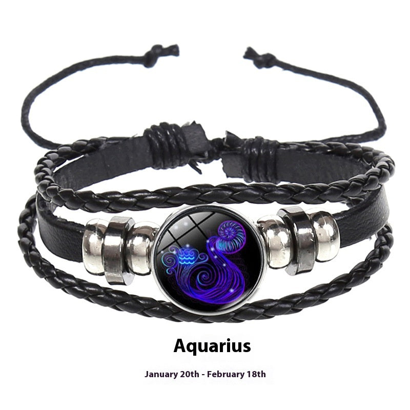 12 Constellation Multi-layer Woven Luminous Couple Bracelets