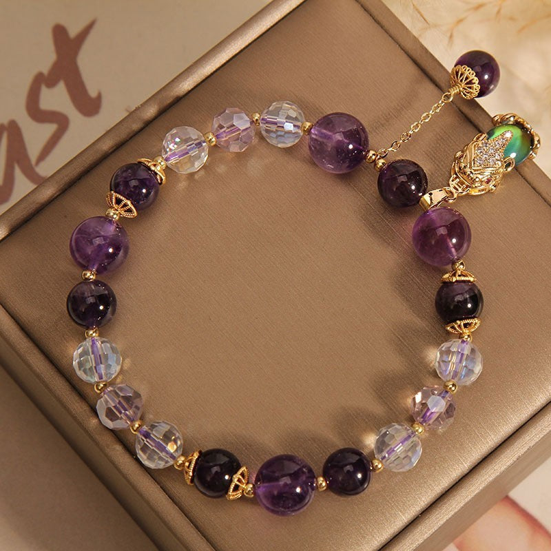 Natural Amethyst Beaded Bracelet Female Ethnic Style