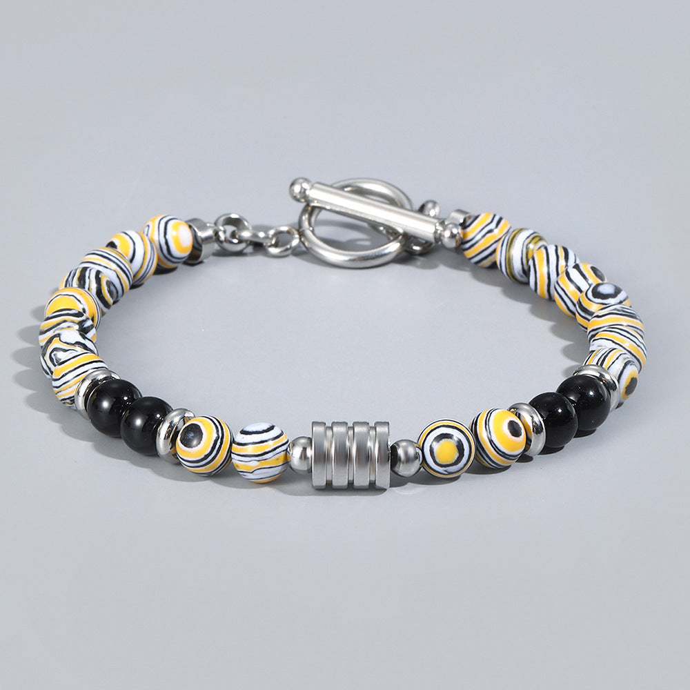 Stainless Steel OT Buckle Tiger-Eye Bracelet Men