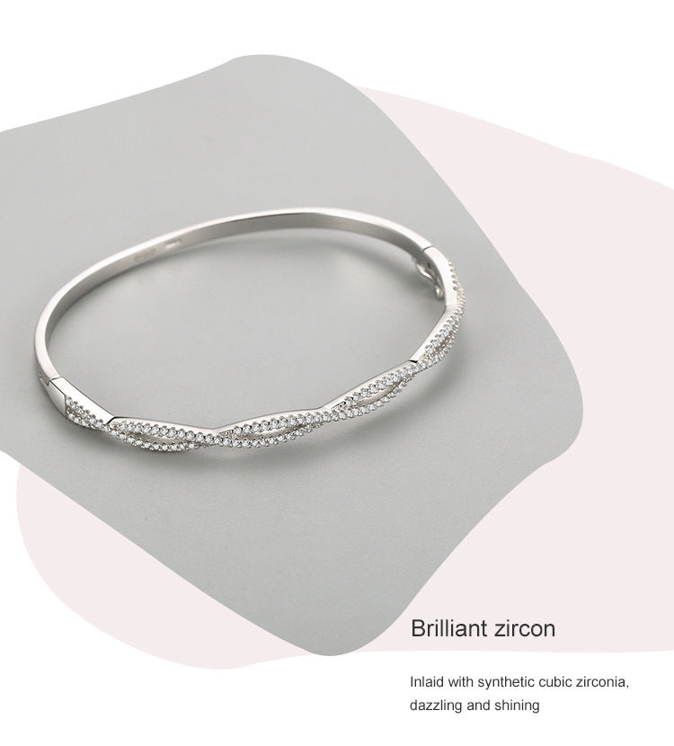 Women's Cross Wave Hollow S925 Silver Bracelet