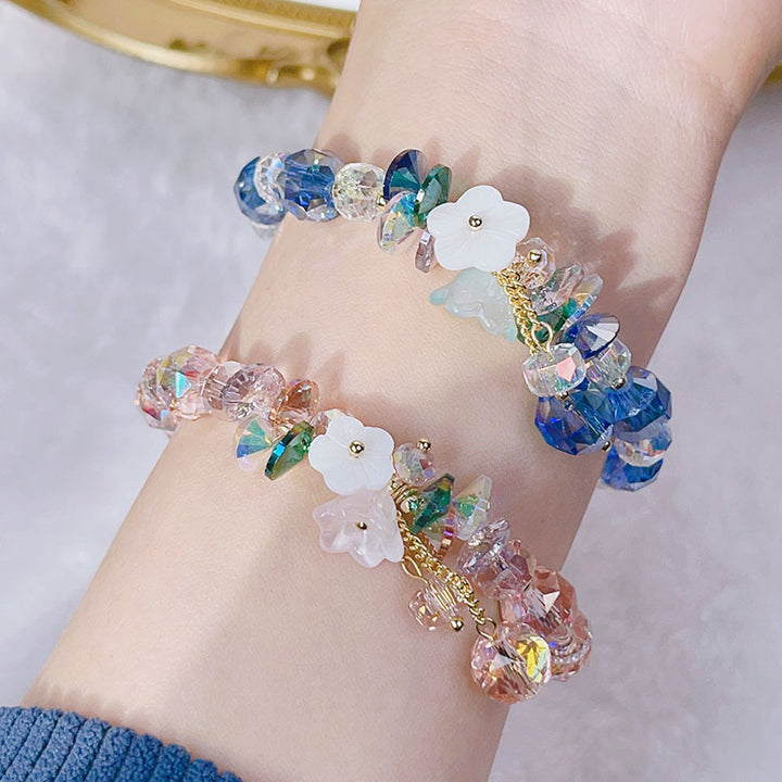 Big Petal Colorful Flower Crystal Bracelet Fashion