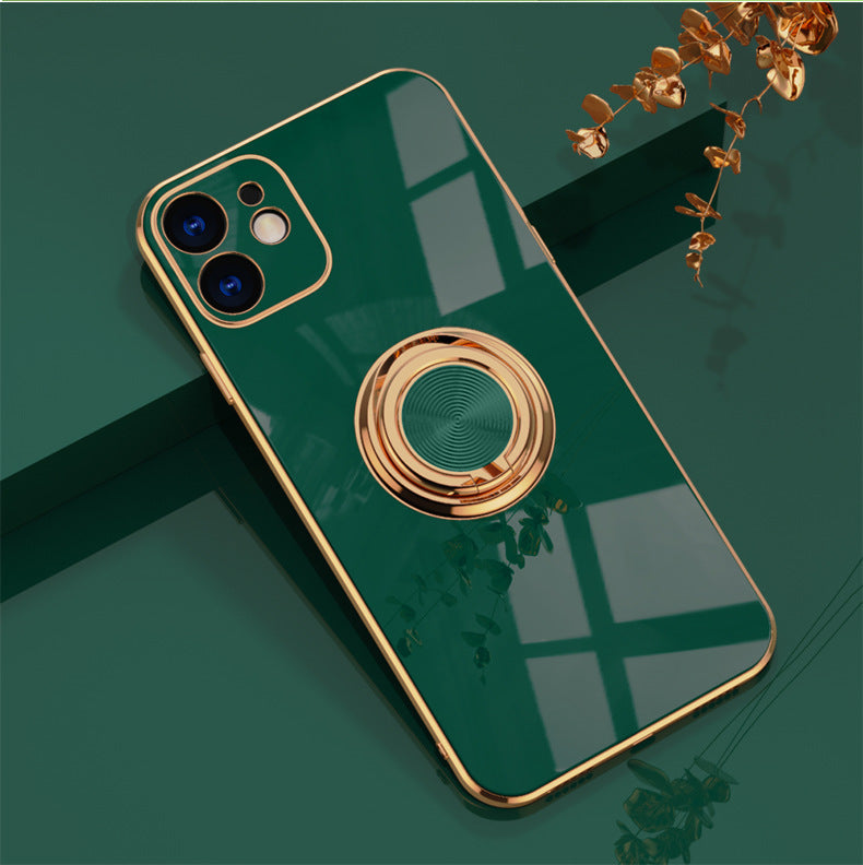 Car Electroplating Solid Color Ring Phone Case