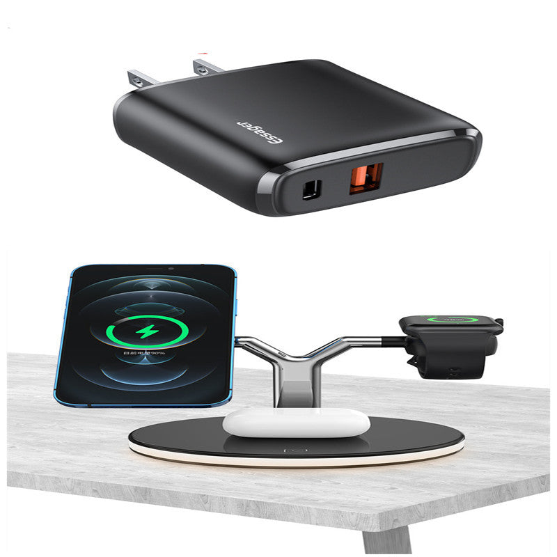 3 în 1 Magnetic Wireless Charger Stand Watch 15W Stație de andocare de încărcare rapidă pentru căști Pro