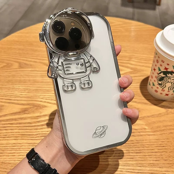 Glitter Astronaut Camera Stand Telefon pentru iPhone 14 13 12 11 Pro Max XR 14 Plus Invizibil Suport pentru lentile Placare moale