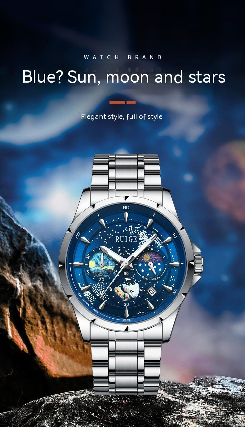 Star Sea Quartz Multi-functional Luminous Waterproof Men's Watch