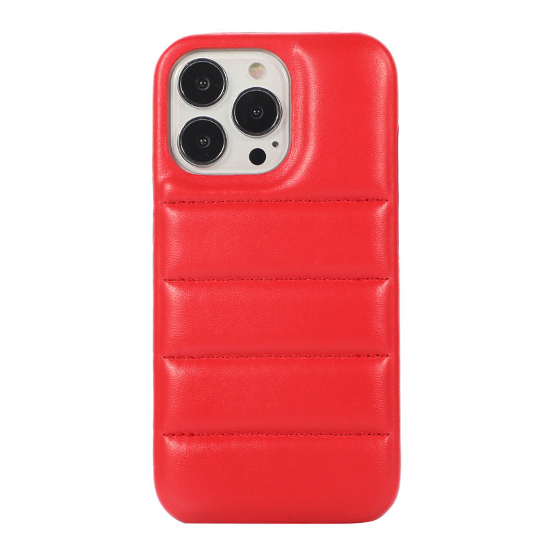 Instagram Leather Down Jacket Phone Case In Simple Solid Color