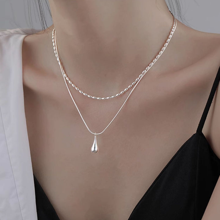 Women's Minimalist Water Drop Pendant Double-layer Necklace