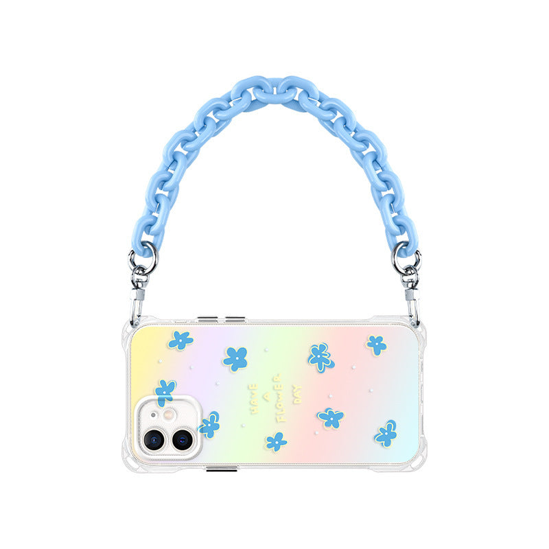 Blue Flower Portable Crossbody Lankard Telefon