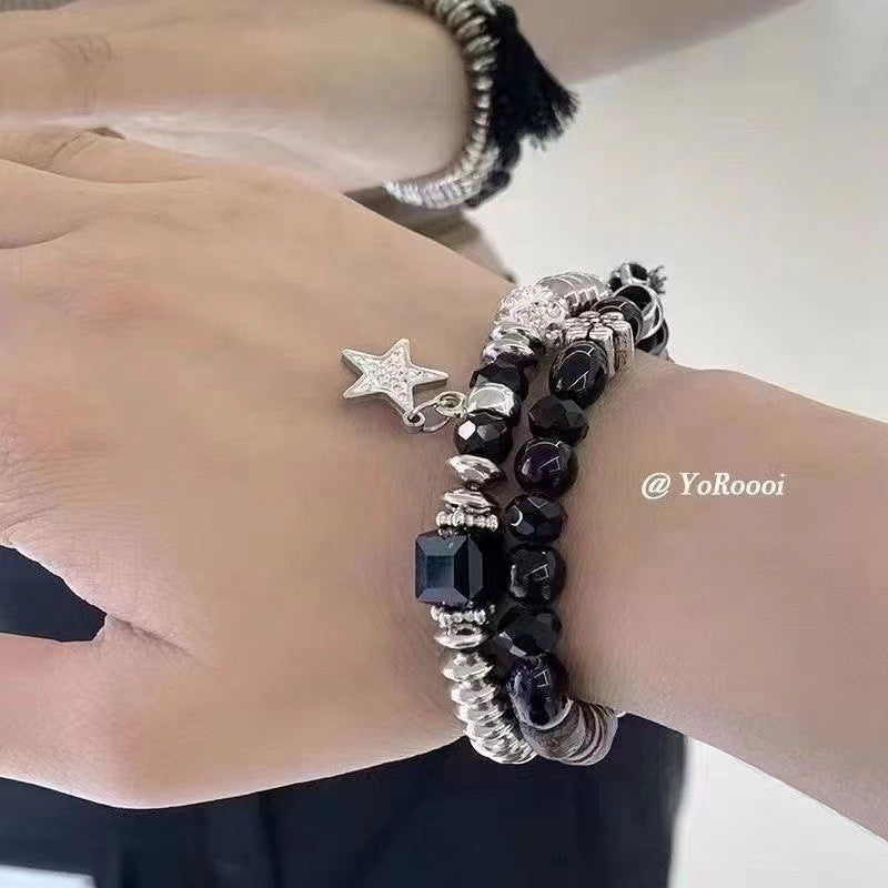 Chinese Style Niche Sweet Cool Style Small Pieces Of Silver Contrast Color Retro Neutral Bracelet