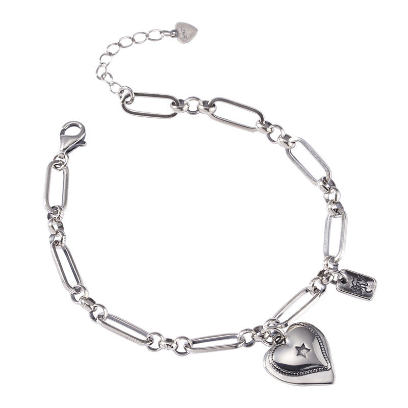 925 Loving Heart In Sterling Silver Bracelet For Women