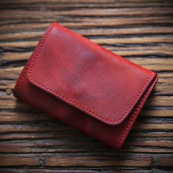 Men's Retro Top Layer Cowhide Short Wallet