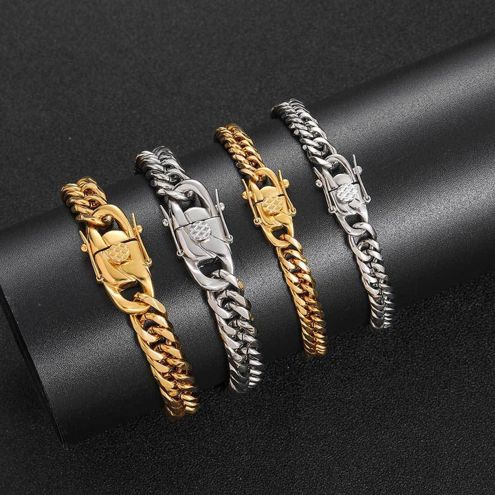 Hip Hop 7mm9mm Stainless Steel Double Woven Cuban Bracelet