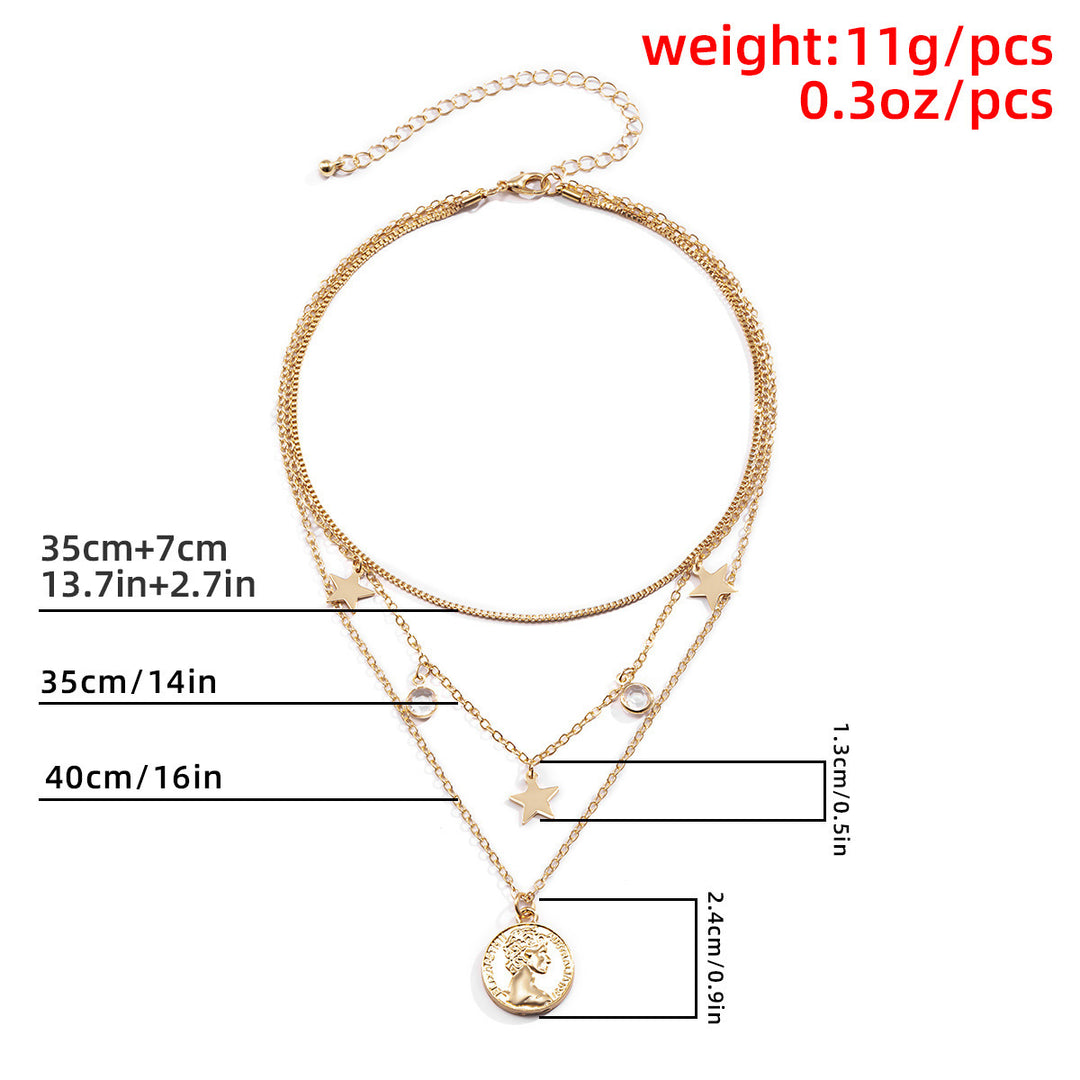 Simple Alloy Rhinestone Clavicle Chain Combination