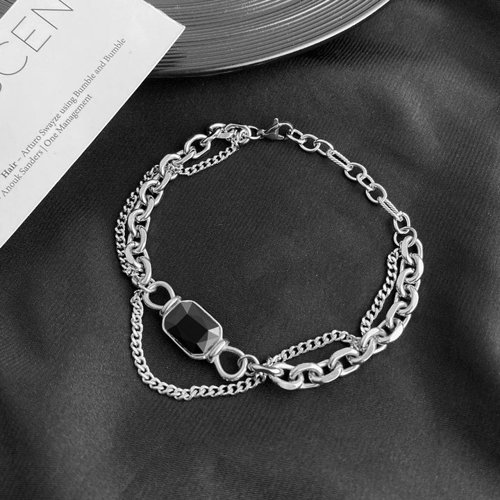 Gem Interspersed Bracelet Double-layer Fashion Women