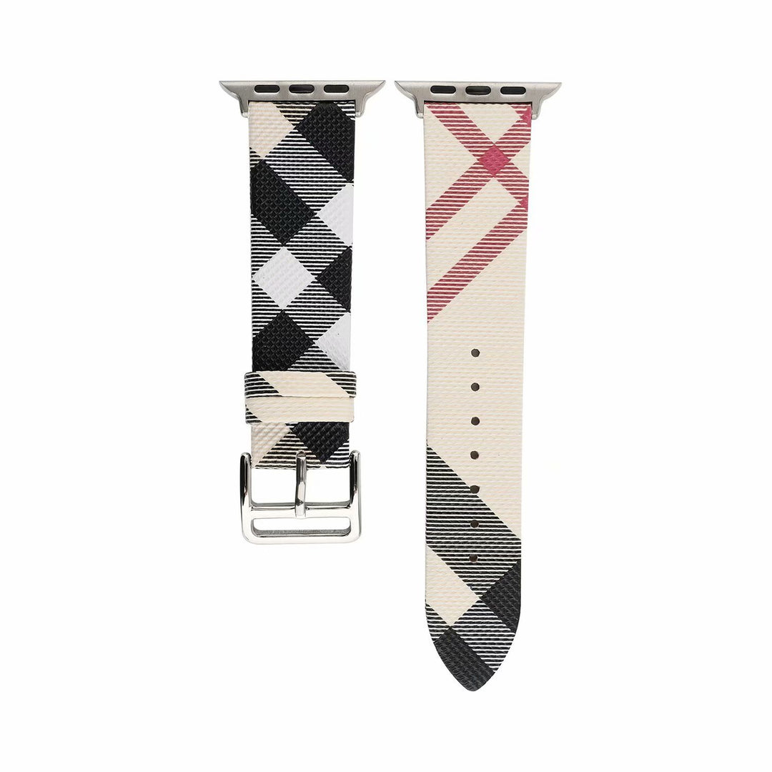 Fashion Plaid Leather Watch Strap