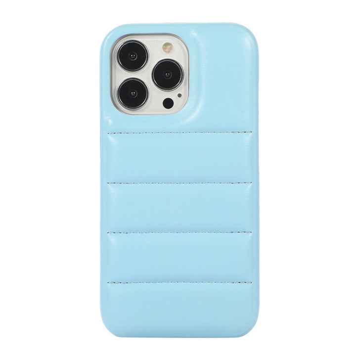 Instagram Leather Down Jacket Phone Case In Simple Solid Color