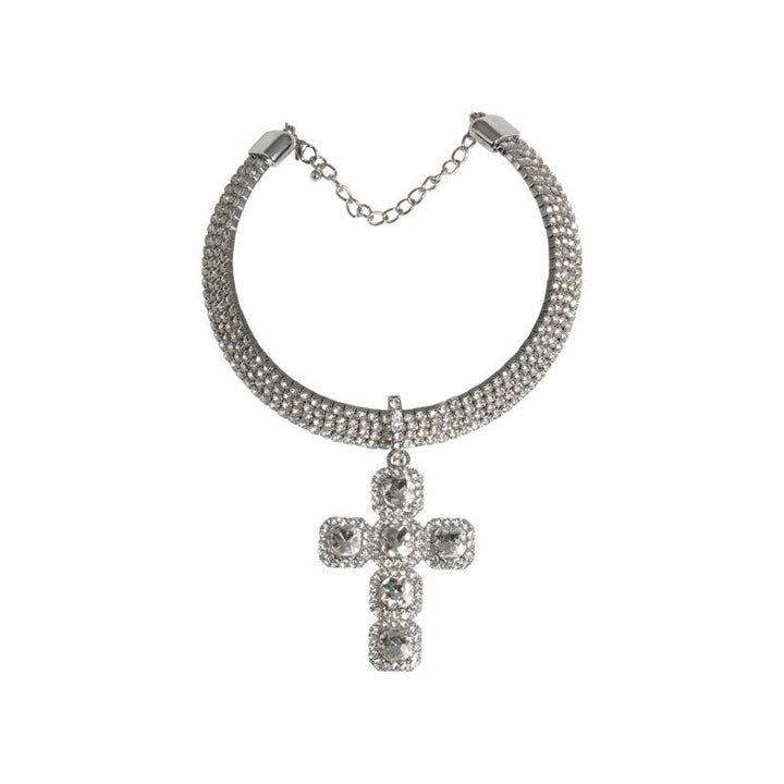 Light Luxury Creative Cross Jeweled Pendant Design Necklace Earrings