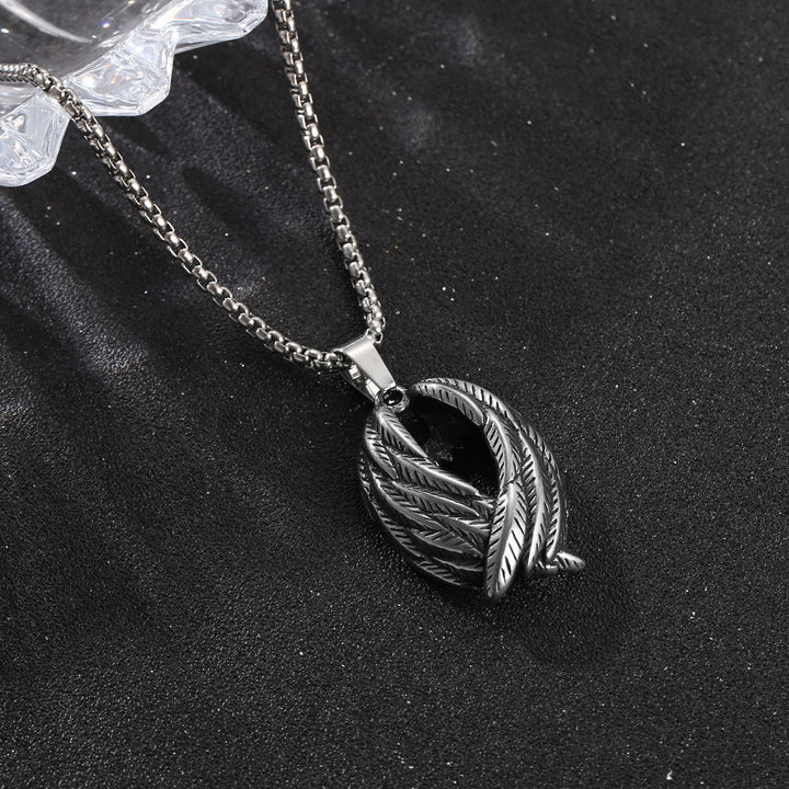 Necklace Stainless Steel Wings Men's Pendant Light Personality Trendy Women Sweater Chain