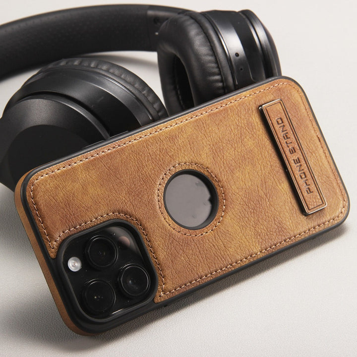 Leather Pattern Bracket Phone Case Drop-resistant